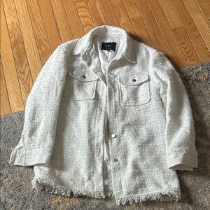 White Textured Tweed Jacket